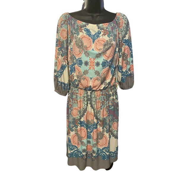 Boston Proper Paisley Blouson Elastic Waist Comfortable Ligt Wt Dress Size 6 - Picture 1 of 6